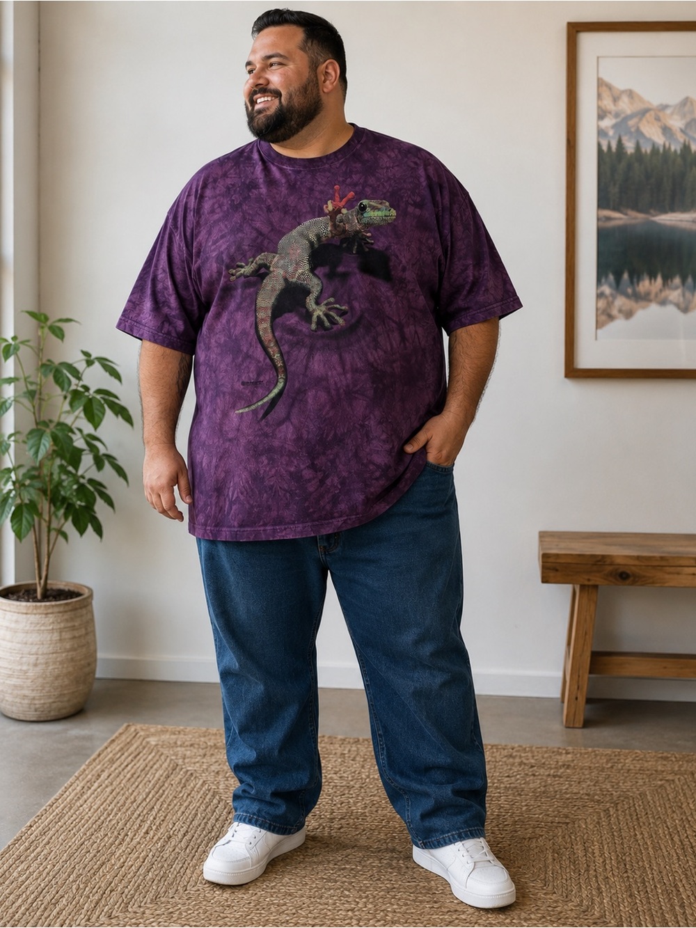 The Mountain Peace Out Gecko Purple Tie Dye Graphic T-Shirt  Gorpcore Granola 3X